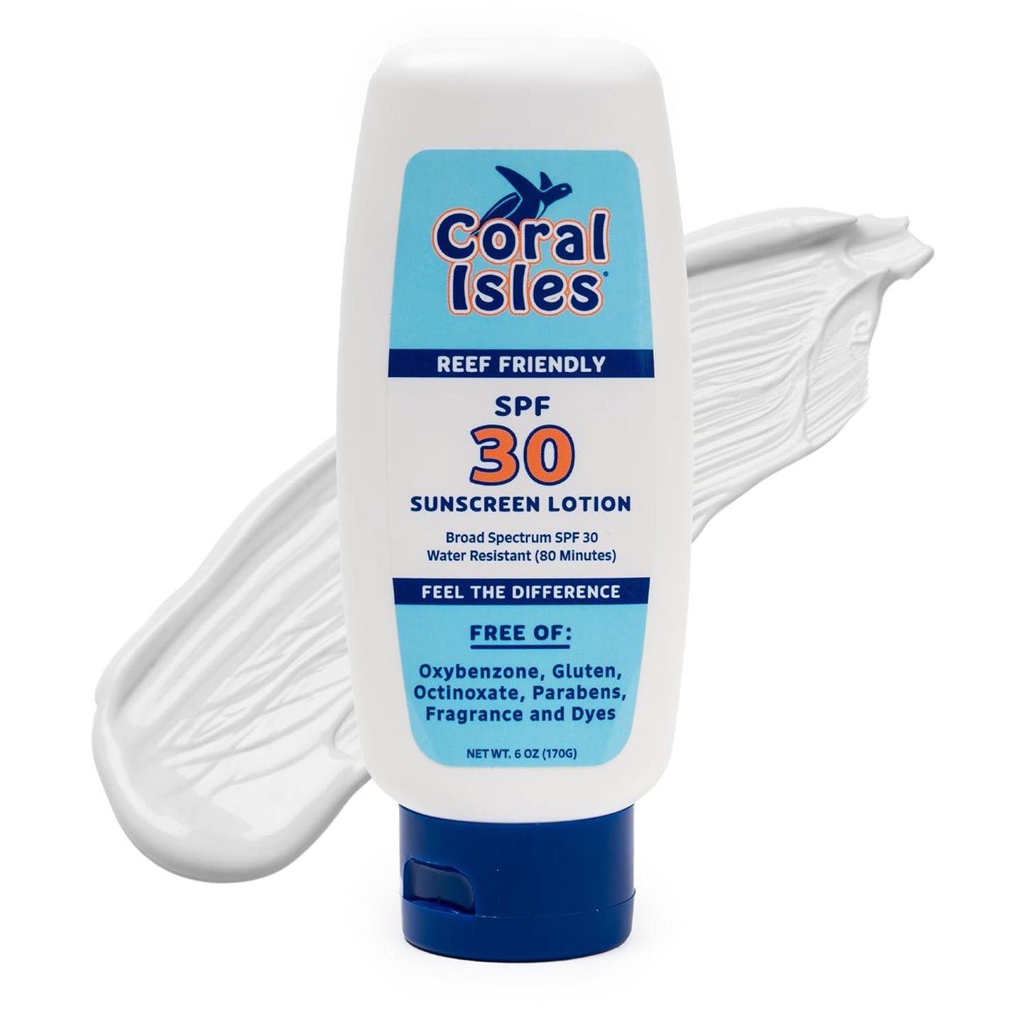 Coral Isles Sunscreen SPF 30 | Hawaii Compliant as Reef Safe | Octinoxate & Oxybenzone Free | Broad Spectrum UVA/UVB Protection | Water Resistant 80 Min. | Fragrance Free | 6 Fl Oz (Pack of 1))