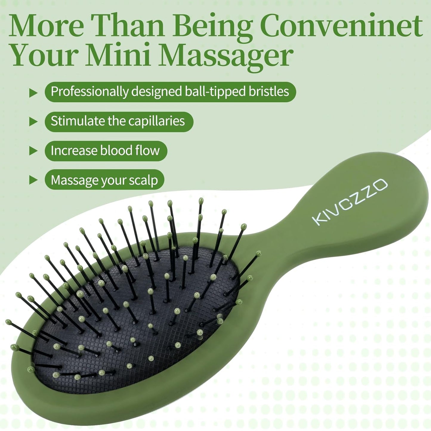 Mini Hair Brush for Detangling, Portable Travel Hairbrush for Women & Kids, Gentle Knot Detangler Brush for Wet/Dry Hair, Compact Hair Brush for Purse, Car, Backpack (2-Pack,Pink/Green/Matte)