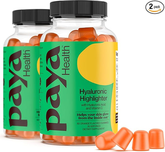 Hydrating Hyaluronic Highlighter Skincare Gummies | Supports Brighter, Dewy, Plump Skin | Vegan Hyaluronic Acid & Vitamin C Supplement | Non-GMO, Gelatin-Free, Orange Flavor, 60-Day Supply