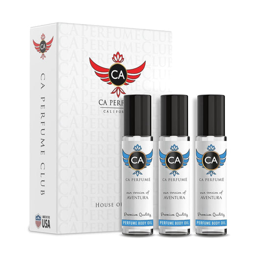 CA Perfume Impression of Aventura for Men Eau De Parfum Chypre Fruity Scent Long Lasting Cologne for Men Travel Size TSA Ready for Day and Night Wear 0.33 Fl Oz 10ml (Pack of 3)