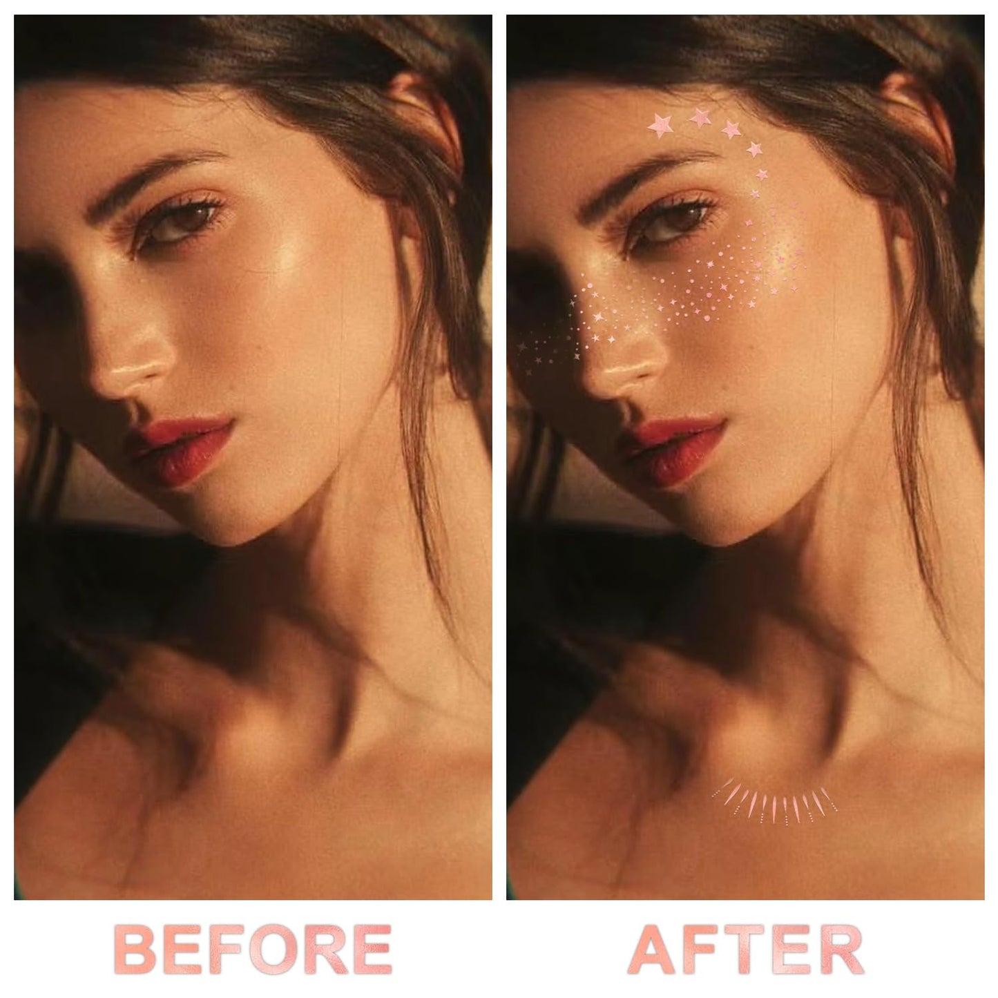 Glitter Freckles Face Tattoo, 20PCS Rose Gold Makeup Patch, Faux Freckles Waterproof Temporary Tattoos Cute Glitter Women and Kids Makeup Accessories For Christmas (Rose Gold)