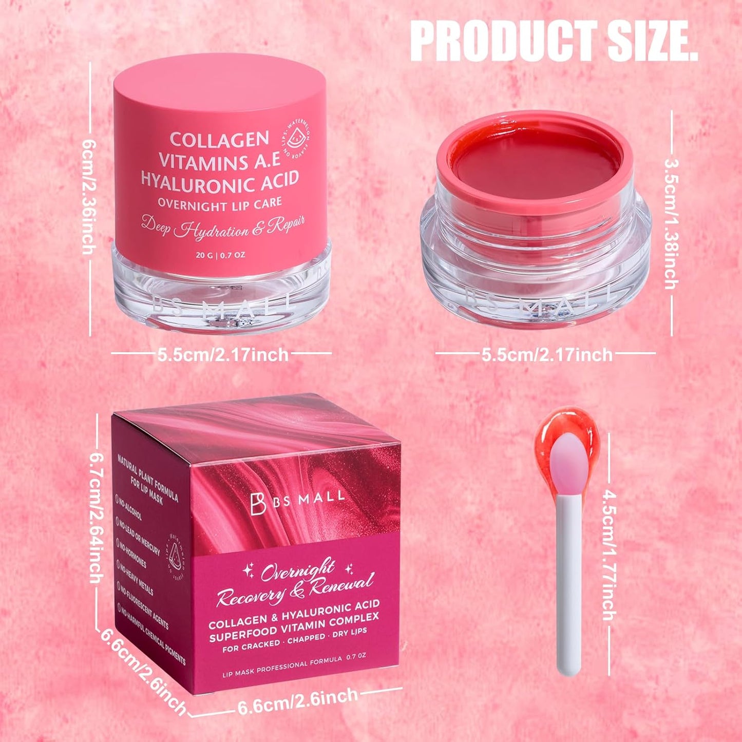 BS-MALL Luxurious Watermelon lip balm butter - hydrating overnight lip mask Care & chapstick for Soft Kissable lips 20g