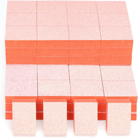 Nail Buffer Block, 100 PCS Mini Buffers, 2 Way Coarse Grit 80/100, 1.3 inch Long, Small Buffing Blocks for Nail Gel Polish, Acrylic & Press-On Nails Prep, Pedicure & Manicure, Orange