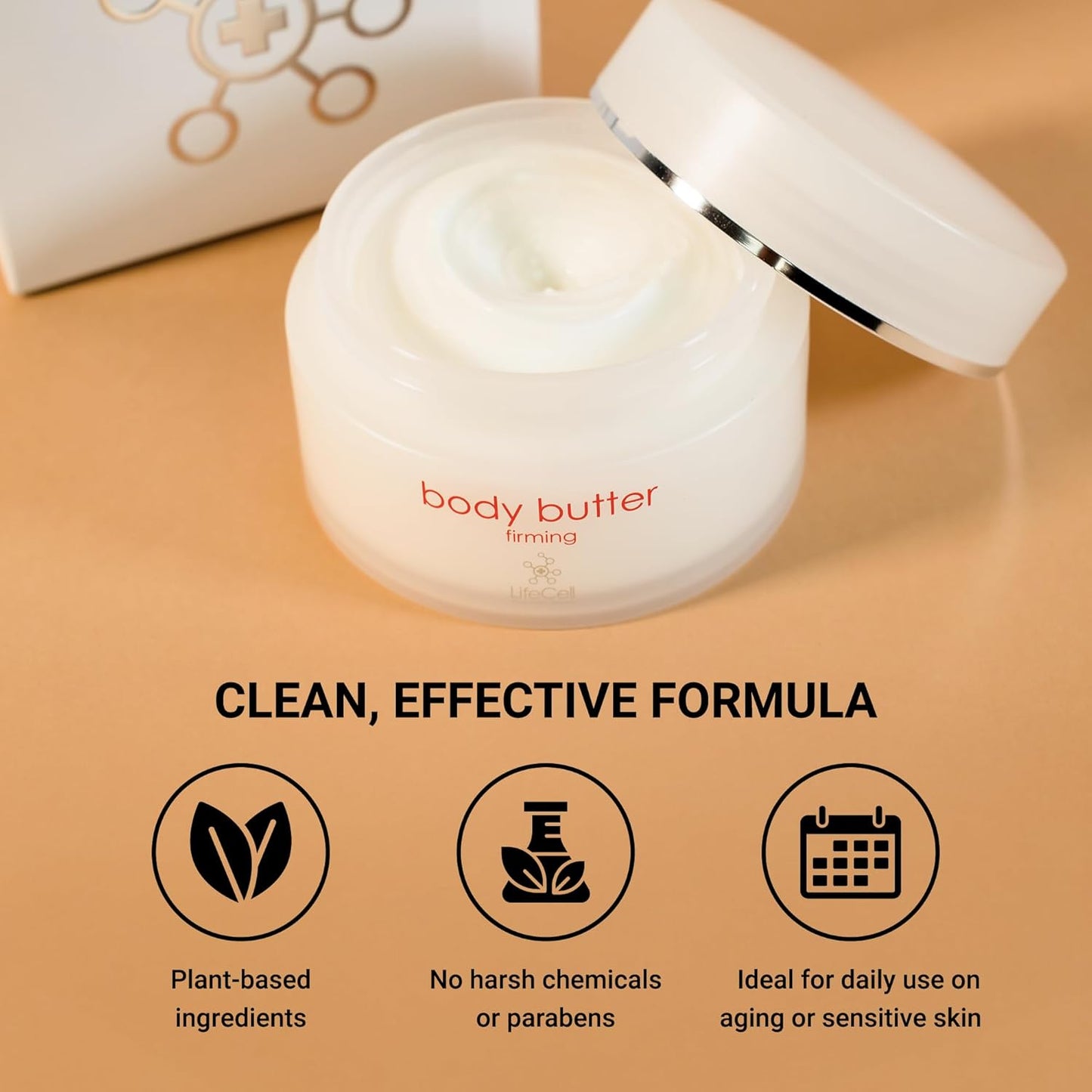 LifeCell Firming Body Butter – Anti-Cellulite Cream with Caffeine, Ginseng & Argan Oil – Ultra-Hydrating Anti-Aging Moisturizer for Legs, Thighs, Hips & Arms – Skin Tightening Lotion for Women