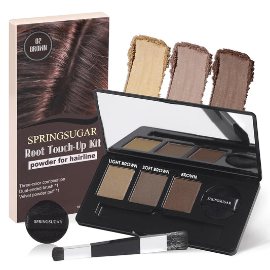 Root Touch Up Hair Color – 3 Color Blendable Hairline Powder for Gray Coverage, Root Cover Up & Thinning Edges – 48H Sweat Resistant, Natural Finish for Women & Men – Brown