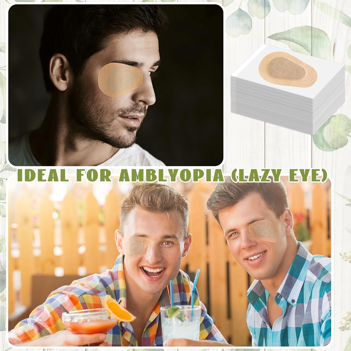 Panitay 40 Pcs Adhesive Eye Patches for Adults Disposable Breathable Medical Eye Patch for Amblyopia Lazy Latex Free Adhesive Bandages for Men(3.3 x 2.3 Inch,Nude)