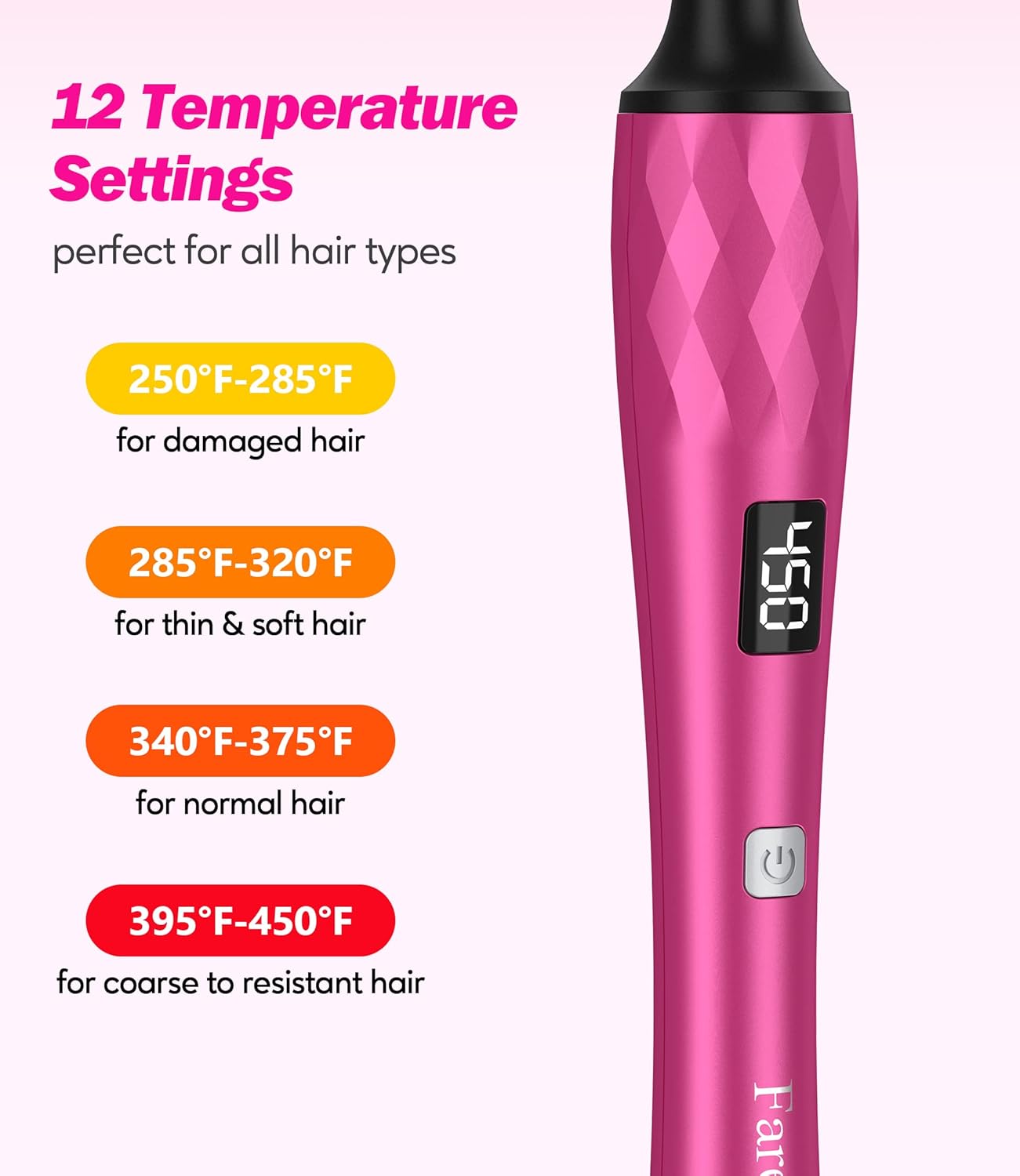 FARERY Small Curling Wand, 3/8 Inch Curling Iron for Short & Long Hair, Ceramic Small Barrel Curling Iron with Argan Oil & Keratin Infused, 30s Fast Heat Up, 12 Adjustable Temperature, Glove Included