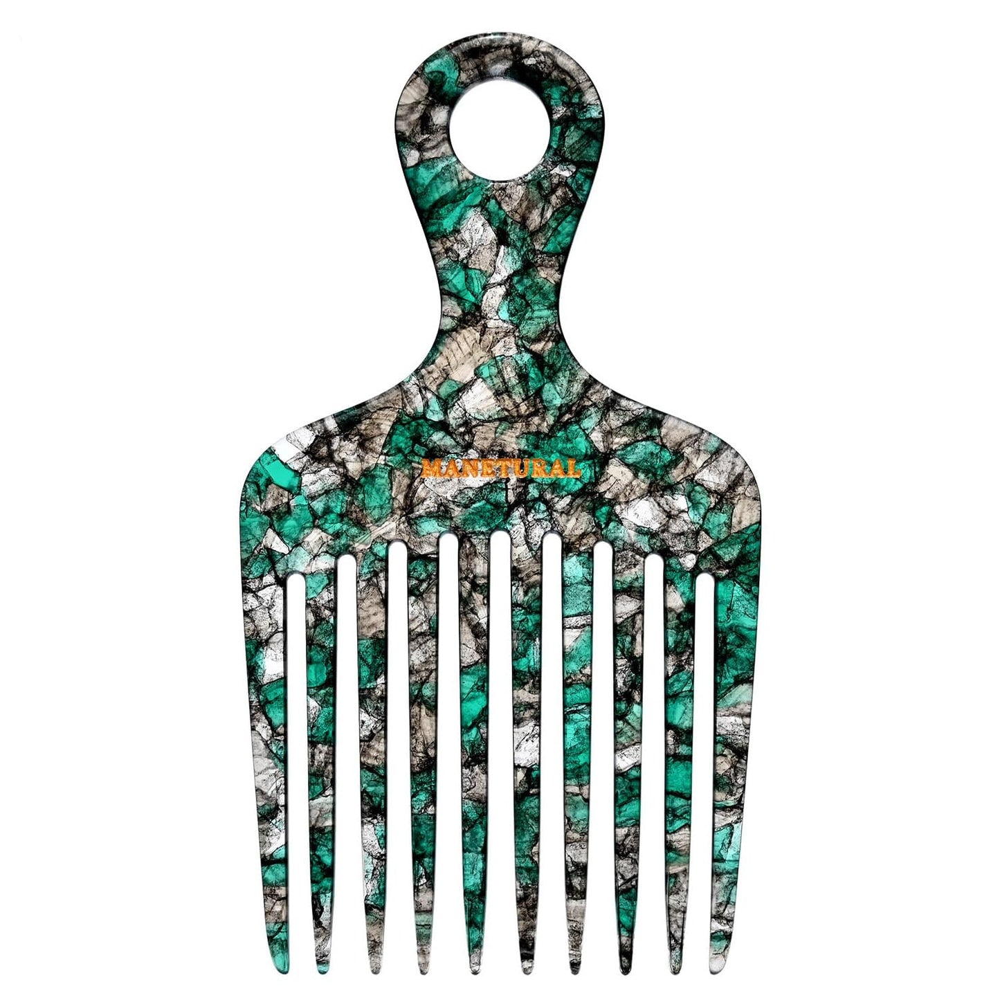 14MX Long-Tooth Comb/Afro Hair Lift Combs for Women's Curls and Men's Beards - Hand-Made, Hand-Crafted Beauty for Effortless Styling (Green, 2PACK)