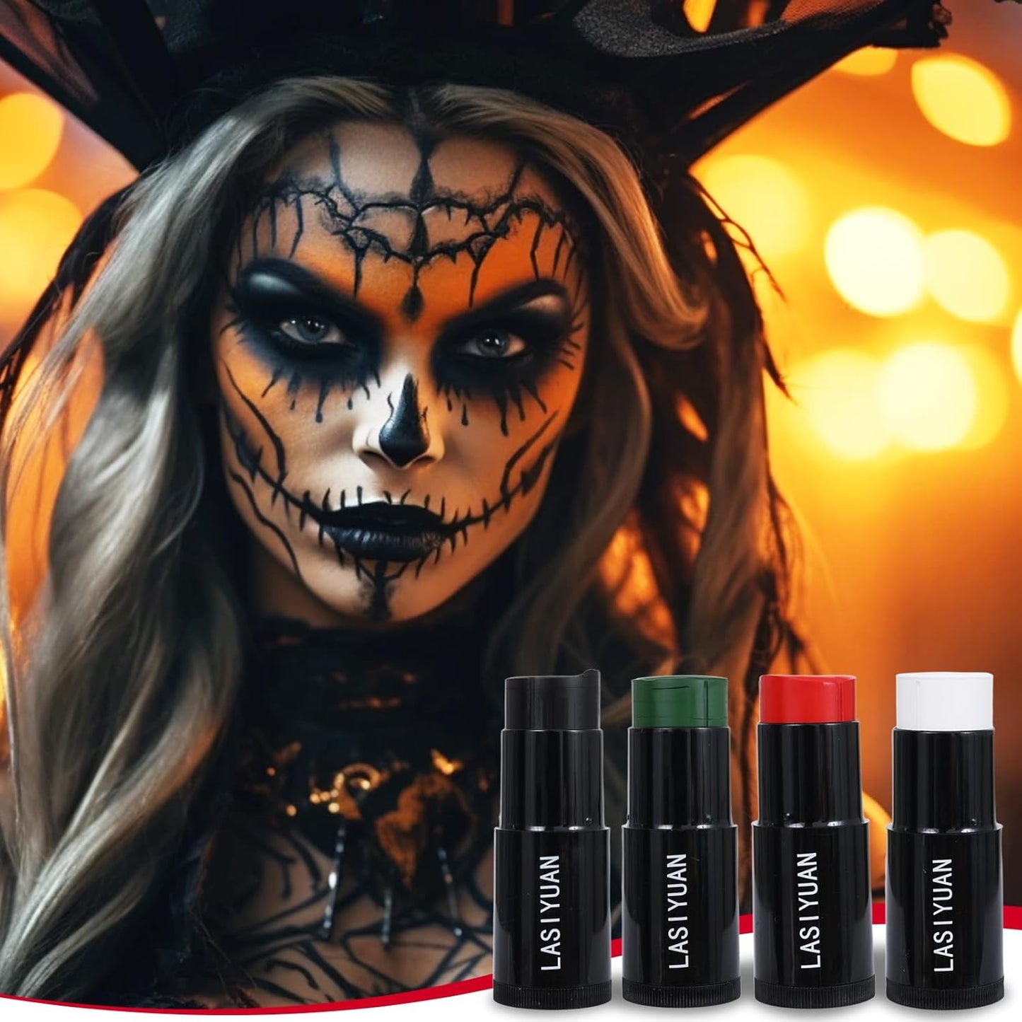 Face Body Paint Stick (WHITE)，Water Resistant Sports Body Makeup Athletes Softball， Football Baseball Eye Stick， Professional Halloween Face Makeup Kit ，for Halloween costume， Zombie Clown Vampire