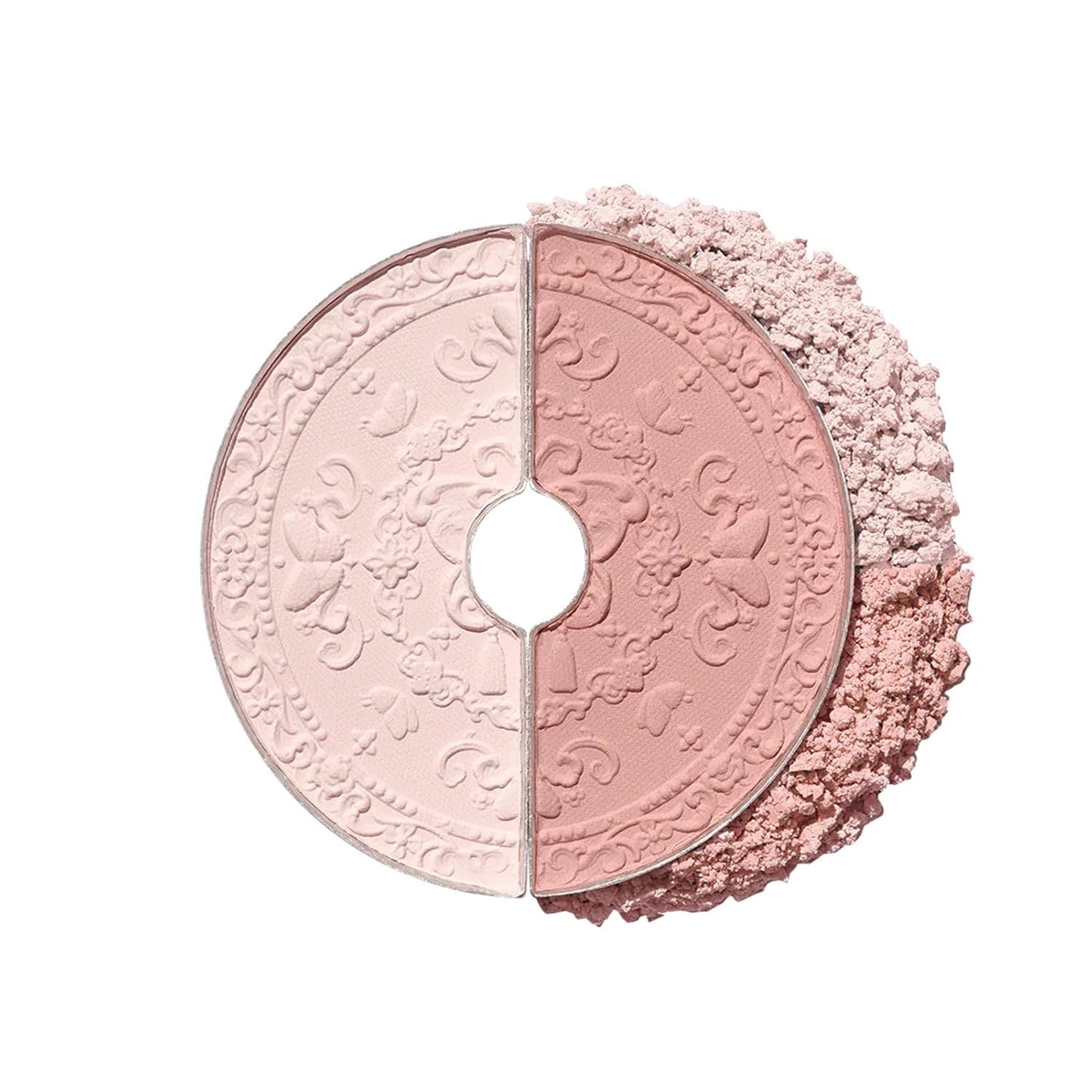 Flower Knows Butterfly Cloud Collar Rouge Box Highlighting & Blush Duo Powder,Nude+Peach Matte Finish Blush & Highlighter Palette,Buildable & Blendable Makeup for cheeks(01 Rouge Snow)