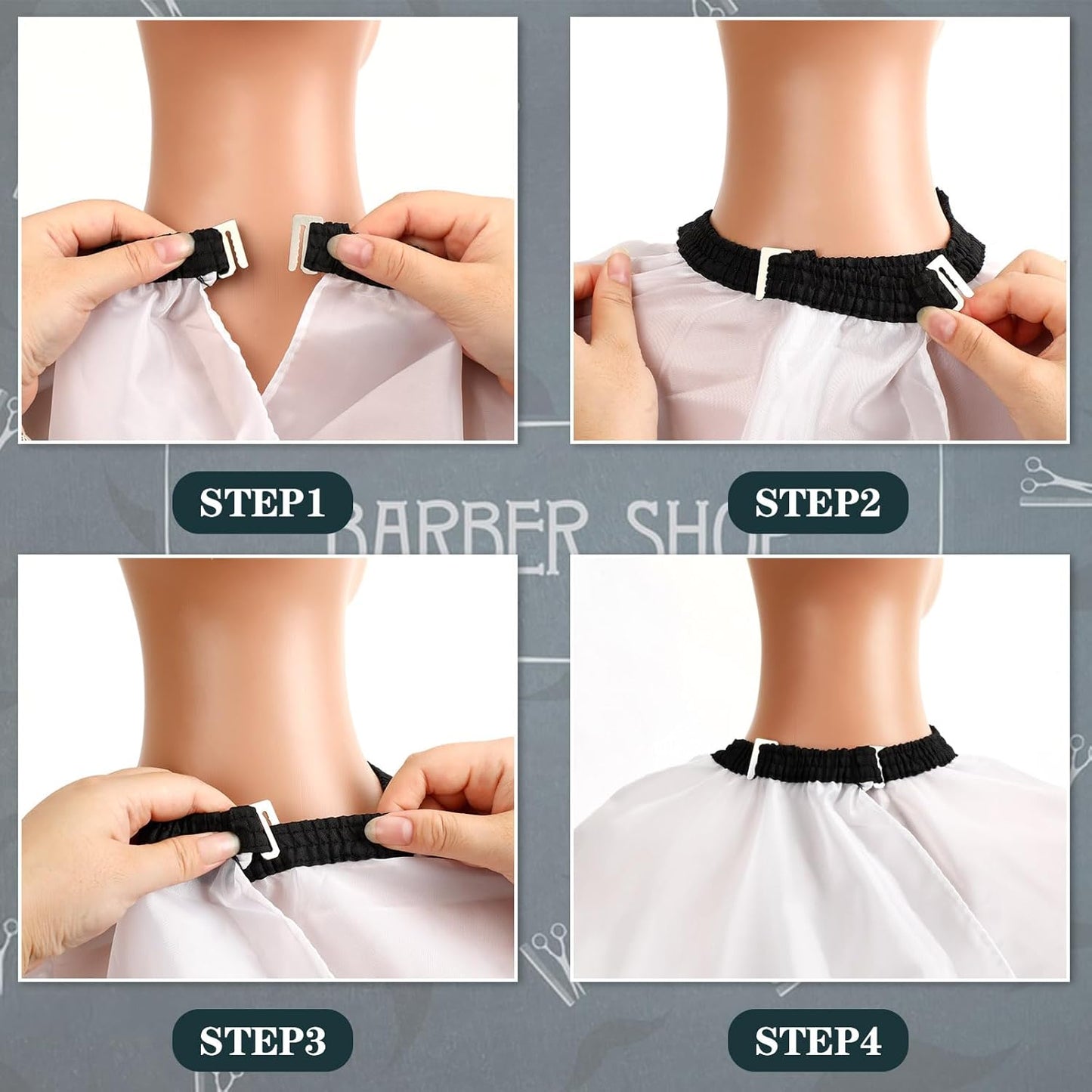 FEBSNOW Professional Barber Cape White Salon Hair Cutting Cape with Adjustable neckline and Neck Duster Brush Barber Shop Supplies 46.8 × 56 Inch