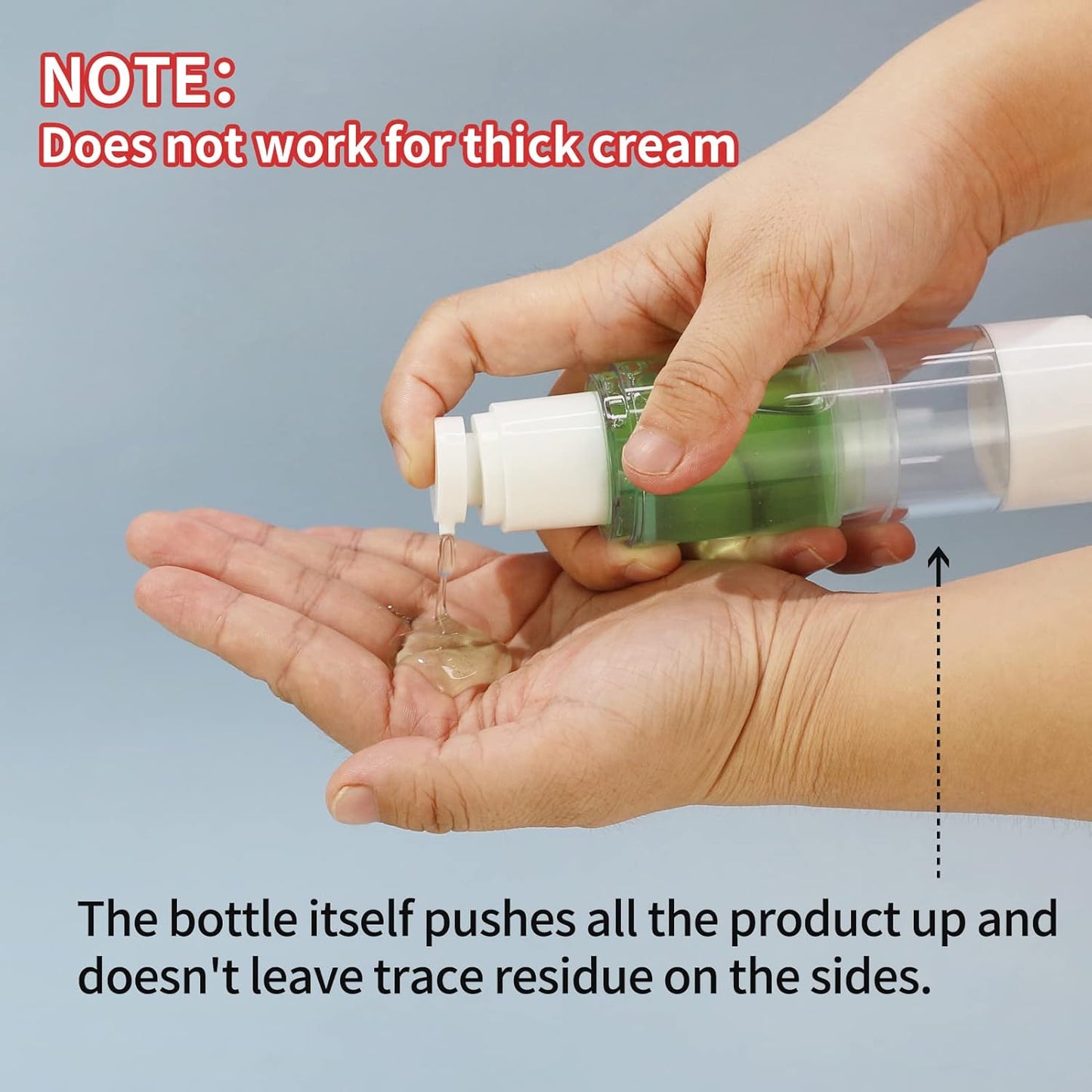 longway 3.4 Oz 100ml Clear Airless Cosmetic Cream Pump Bottle Travel Size Dispenser Refillable Containers for Foundation, Shampoo (Pack of 6)