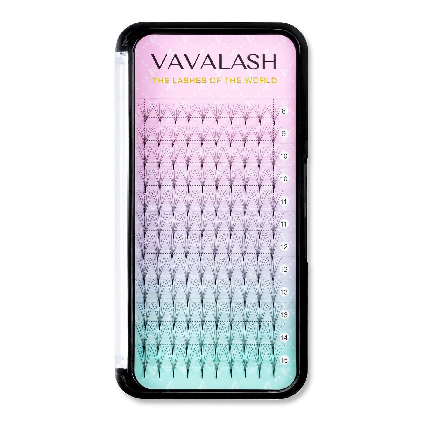 Eyelash Extensions 3D 4D 5D 6D 8D 9D 10D Thickness 0.07/0.1 C/D Curl Eyelashes Middle Stem & Long Stem Heat Bonded Premade Fans Russian Volume Lash Extensions Supplies (Middle Stem 6D-0.07-D-15mm)