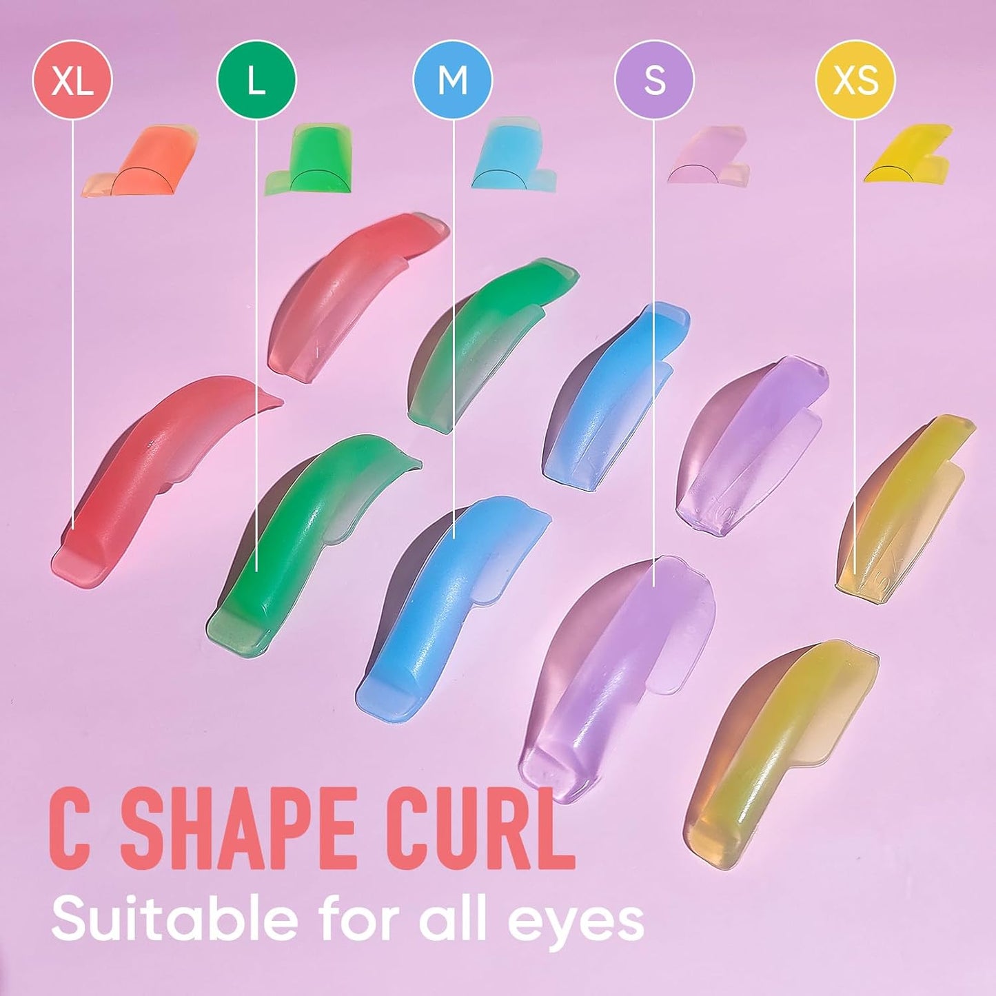 Libeauty Eyelash Lift Pads Reusable Silicon Lash Perm Rod 5 Sizes L-Curl Eyelash Lifting Shield DIY Use at Home or Salon Lash Perming Tool