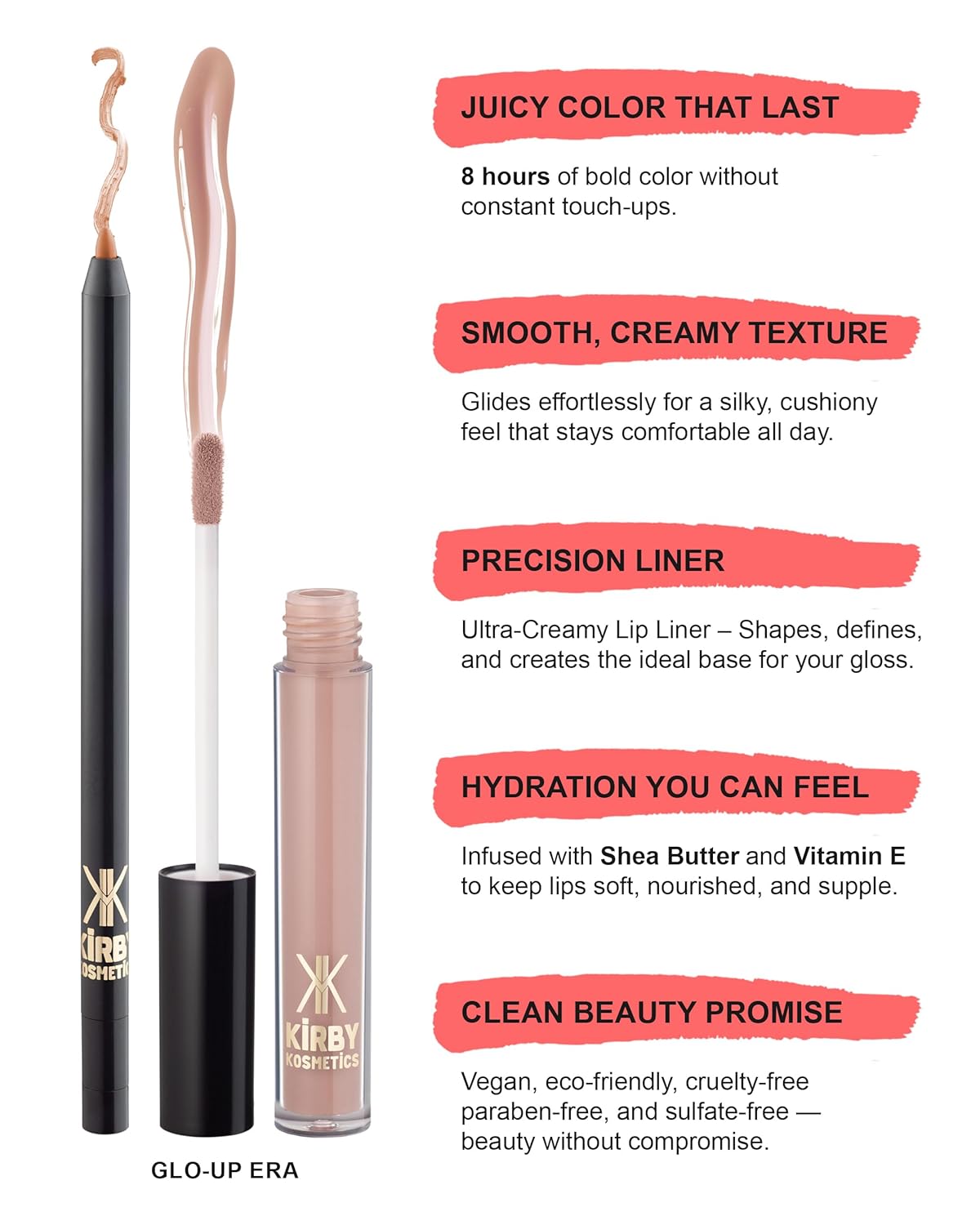 Lip Kit Duo – Glo-up Era - TikTok-Viral Precision Liner & Glossy Liquid Lipstick, Clean 2-Step Set with Hydrating Long-Wear Color – Bold Inclusive Beauty for Everyday Konfidence