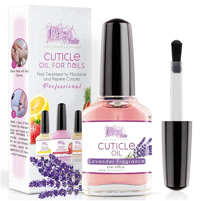 Pics Nails Professional Cuticle Oil - Lavender Cuticle Softener for Nails & Cuticle Care - Nail Oil Cuticle Repair Treatment with Sunflower Seed Oil 12ML Cuticle Oil Bottle with Brush Applicator