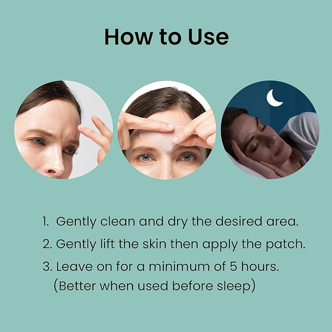 Advanced Wrinkle Patches 60ct Smile Line, Frown Line Wrinkle Patches for Facial Korean Skin Care Face Wrinkle Tape Invisible Overnight with Retinol & Collagen (Large (Forehead))