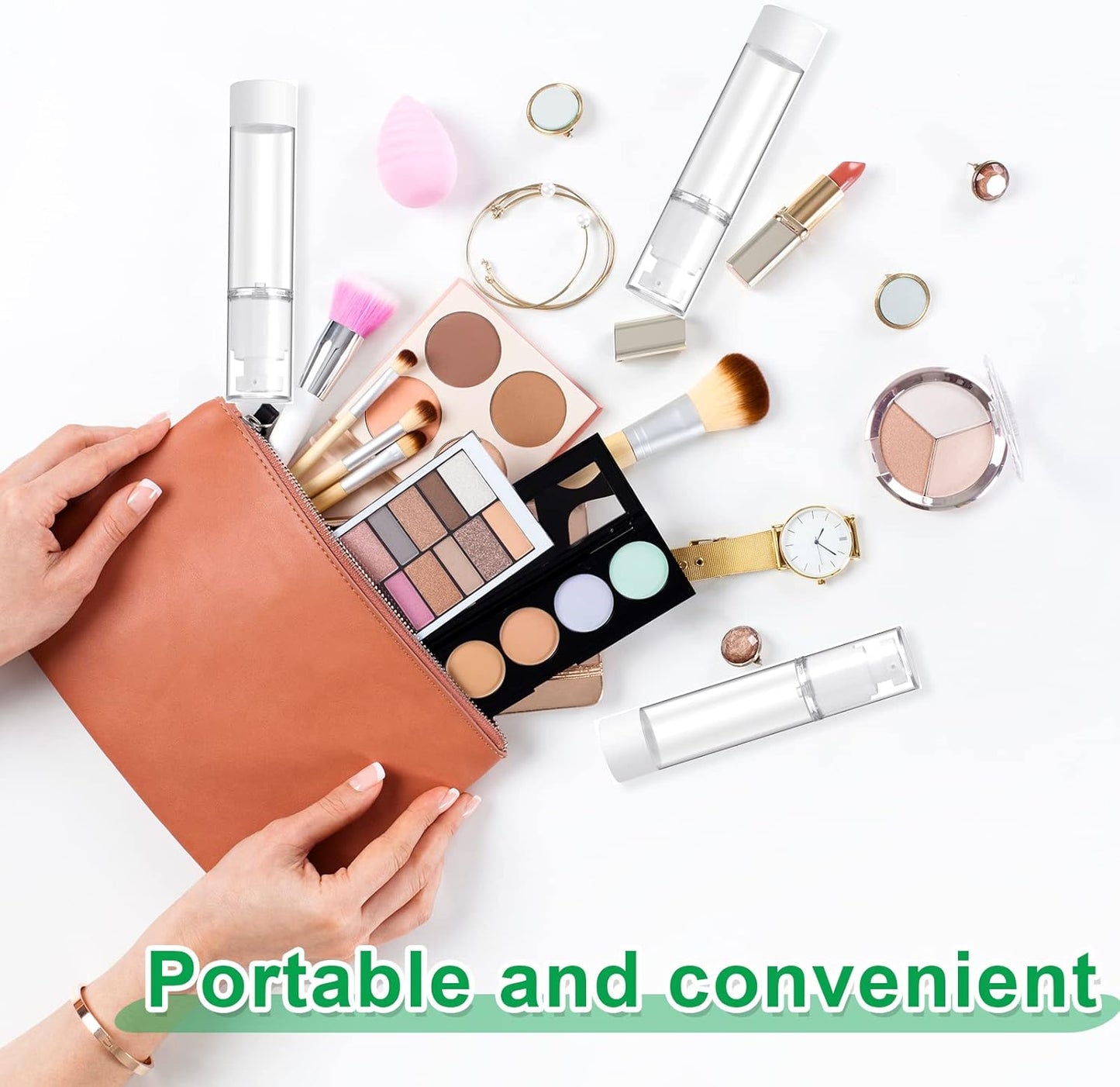 Sabary 60 Pcs Clear Airless Pump Bottles Refillable Cosmetic Travel Size Dispenser Vacuum Plastic Travel Bottles Empty Lotion Pump Dispenser Liquid Toiletry Container(1.7 oz)