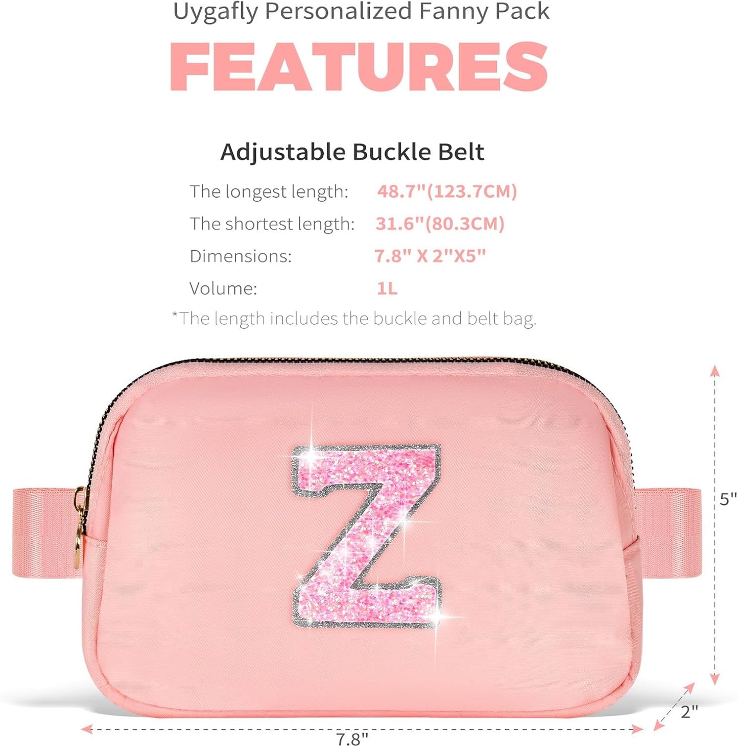 Gifts for Girls & Kids - Birthday Gifts for Daughter & Sister, Essentials for Her, Travel Essentials, Cute Teen Trendy Stuff Waist Packs Belt Bag Crossbody Bag | Peach, Initial Z