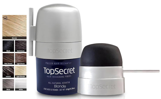 Top Secret Hair Thickening Building Fibers Applicator Included - Undetectable & Natural Hair Filler for Men & Women - Instantly Fill In Fine Thinning Hair - Weather & Sweat Resistant (Blonde, Travel)