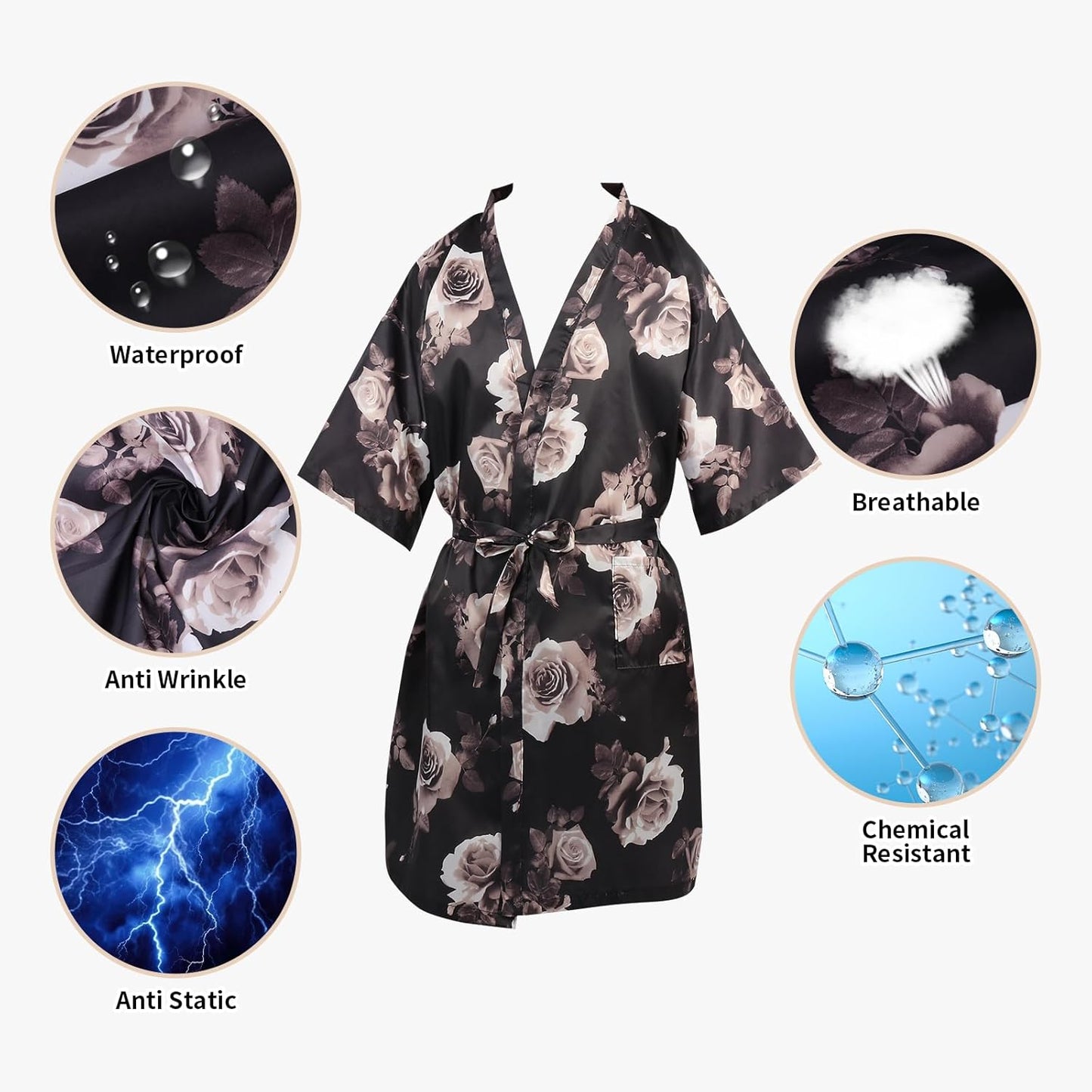 Salon Client Gown Robes Cape Hair Cutting Smock with Adjustable Tie for Hair Cutting Barber Hairstyling