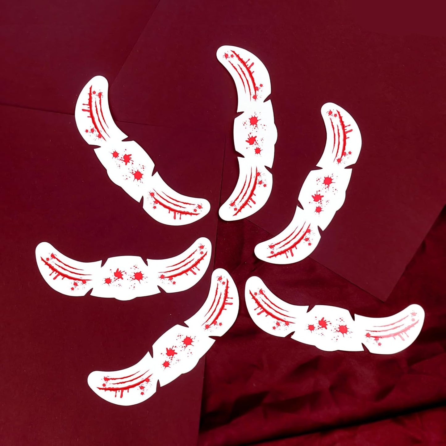 Halloween Wound Simulation Face Tattoo Stickers - Halloween Glitter Freckles Face Tattoo, Red Glitter Freckles Face Tattoo for Women Men 6p