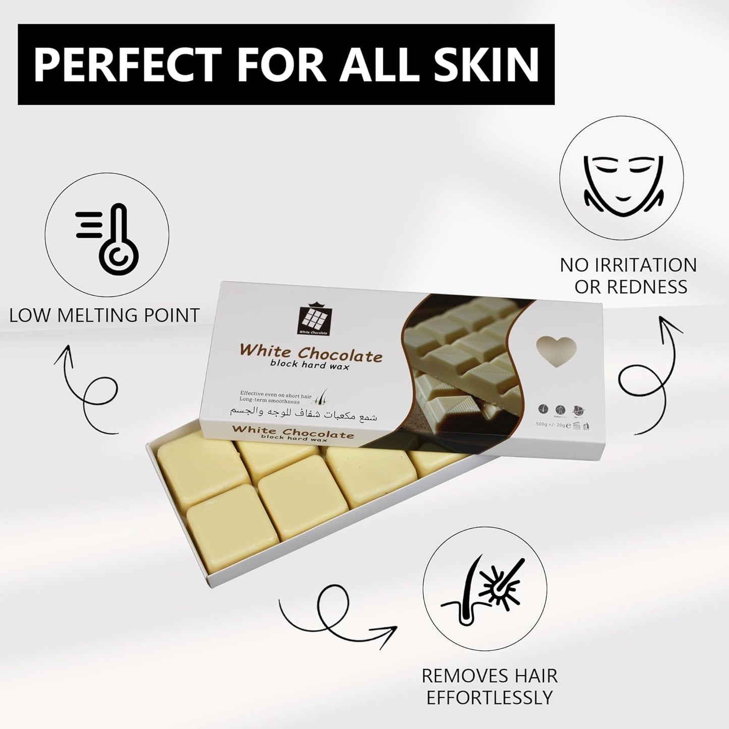 1 lb Wax Blocks for Hair Removal, Unscented Hard Wax for Sensitive Skin at Home, Wax Refill Perfect for Eyebrow, Facial, Brazilian Bikini, Legs and Full Body for Women and Men