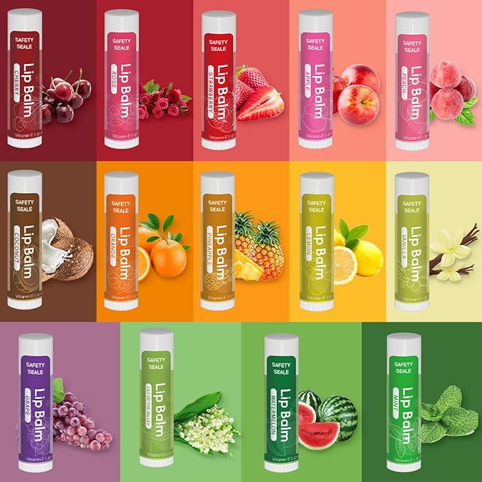 84 Pcs Natural Lip Balm Bulk with Vitamin E and Coconut Oil - Moisturizing, Sootand Cracked Lips, Mini Chap Stick Gifts for Kids Women Men- 14 Flavors - Non-GMO