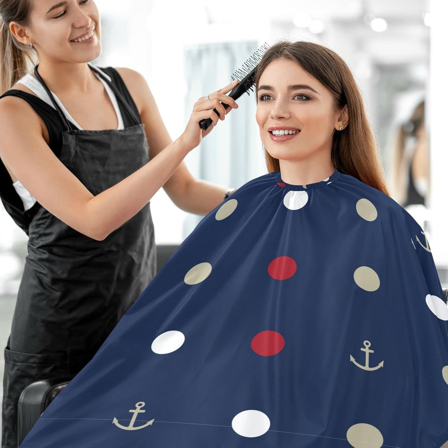 visesunny Barber Cape Marine Seamless Pattern Polyester Hair Cutting Salon Cape Apron Anti-Static Haircut Water-Resistant Shaving Cloth Beard Shaving Bib Hairdressing Cape
