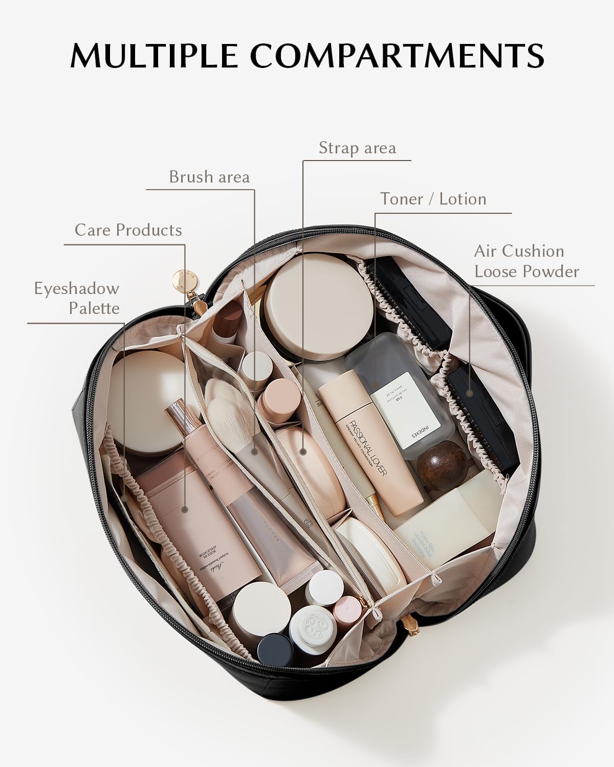 EACHY Travel Makeup Bag,Large Capacity Cosmetic Bags for Women,Waterproof Portable Pouch Open Flat Toiletry Bag Pattern Makeup Bag