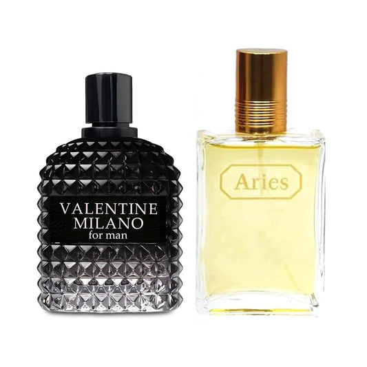 2PCS Valentine Milano/Aries Eau De Toilette for Men-Fresh,Romantic Scent Perfume for Men 3.4 Fl Oz Each Mens Cologne For All Skin Daily Used