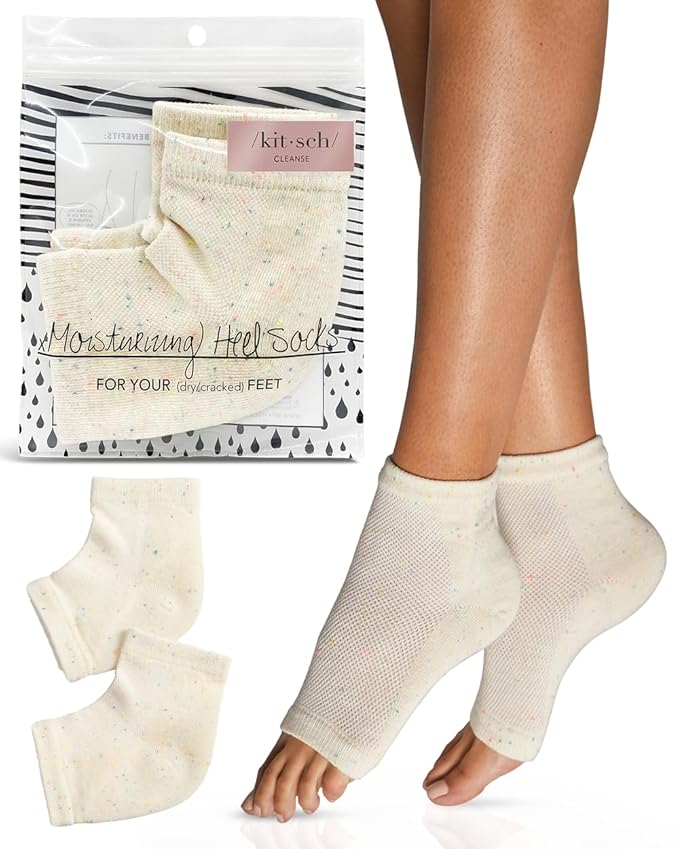 Kitsch Moisturizing Socks for Cracked Heel Treatment, Insulated Gel & Moisturizing Heel for Dry Cracked Feet Women & Men, Spa & Sleep Socks for Overnight Moisture Repair, 1 Reusable Pair