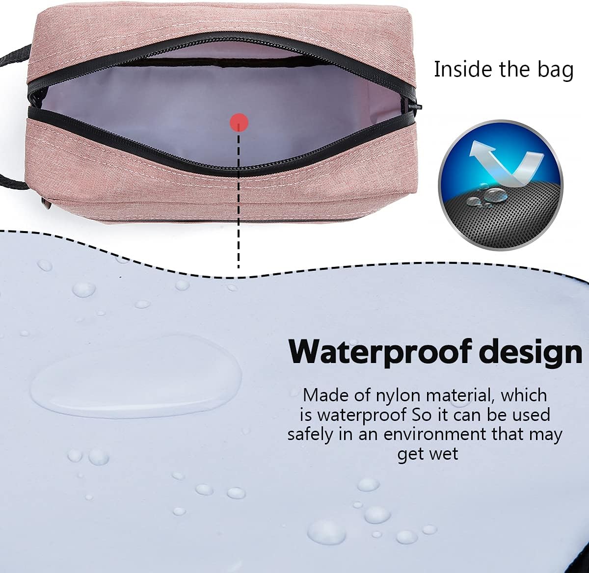 Travel Toiletry Bag for Women and Men, Water-resistant Shaving Bag for Toiletries Accessories, Foldable Storage Bags with Divider and Handle for Cosmetics Toiletries Brushes Tools