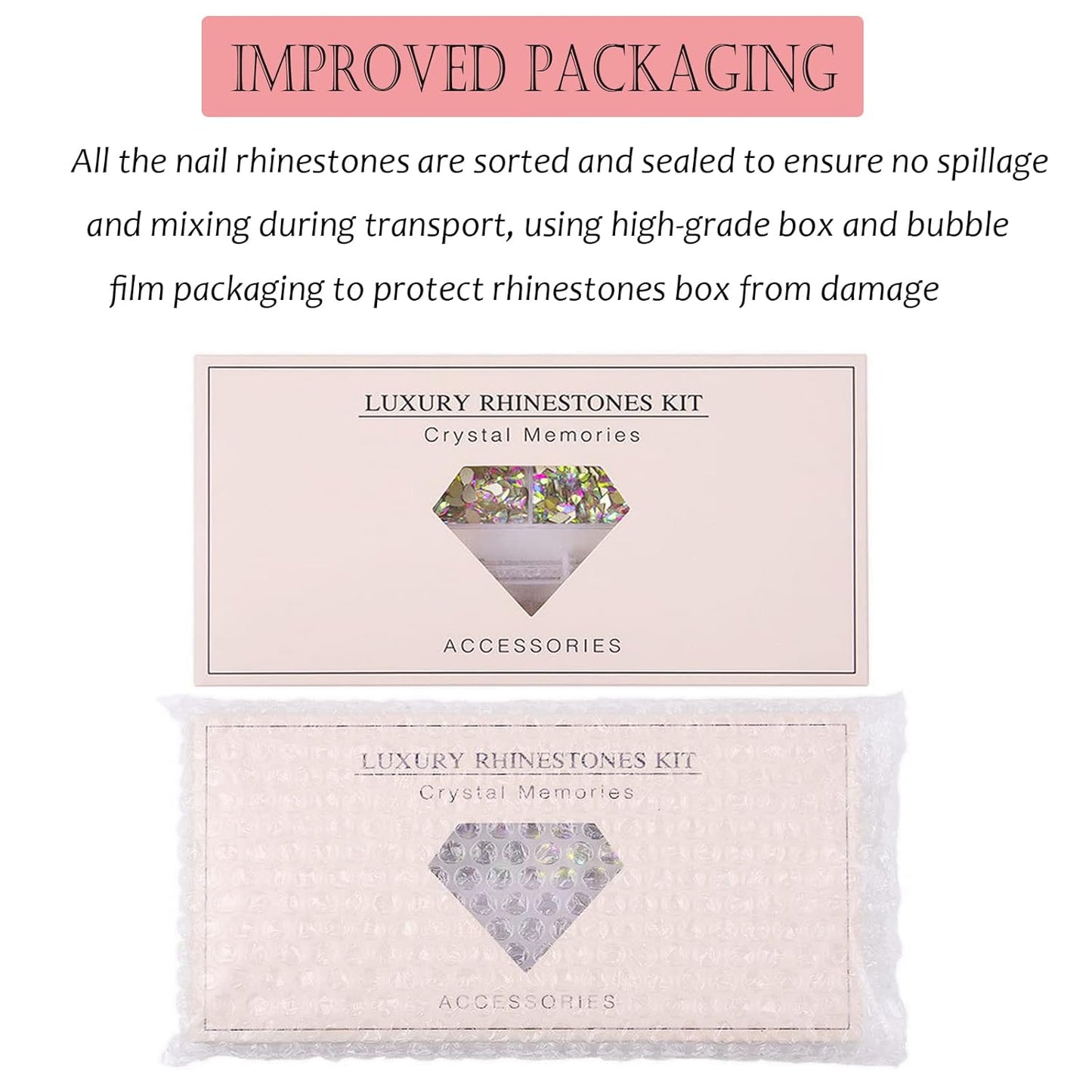 Nail Rhinestones Kit, Nail Art Decorations Flat AB Rhinestones Kit DIY Crafts Gemstones for Nail, Shoes, Clothes, Jewels (600 Iridescent Diamonds + 2500 Flat Rhinestone)