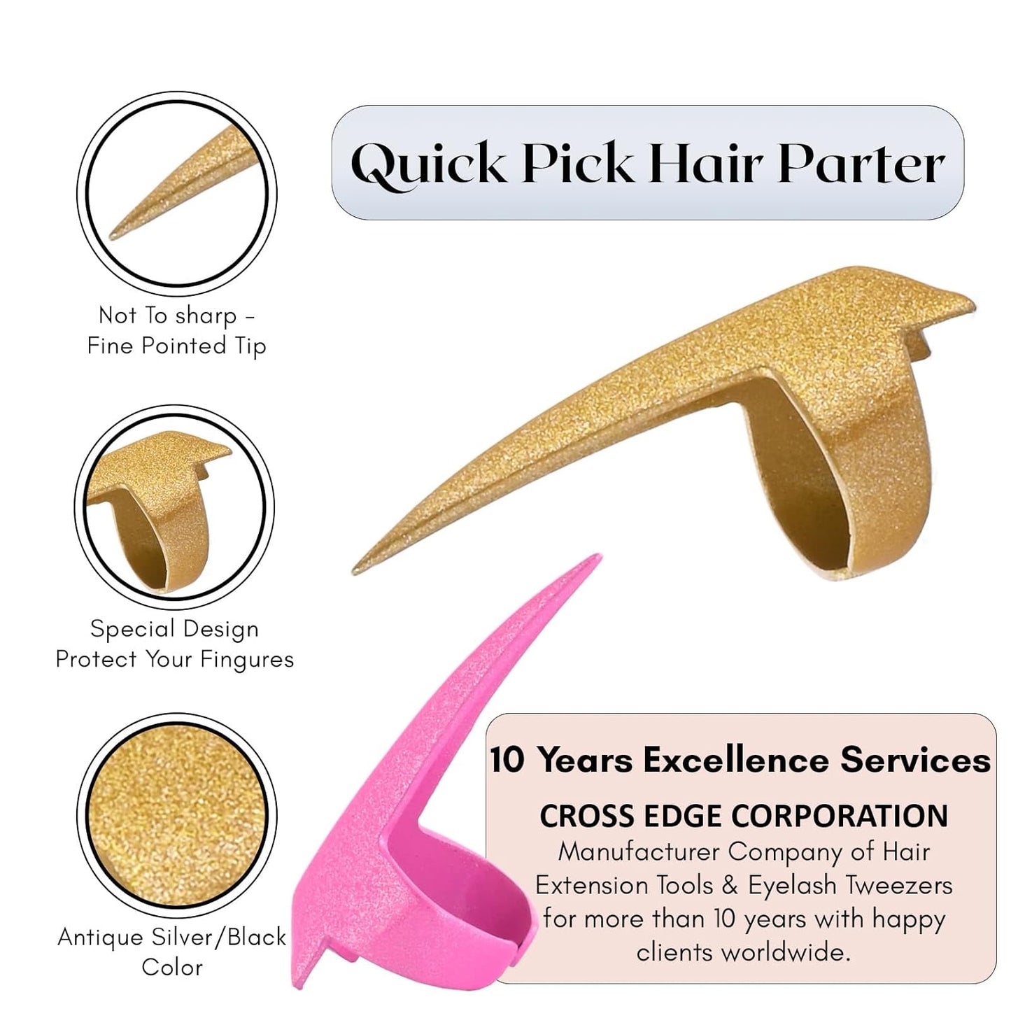 Quick Braid Aid Finger Parting & Sectioning Rings Set - Stainless Steel Stitch Braiding Tool for Durable Dreadlocks, Wig & Human Hair Extensions Installation (2pcs)