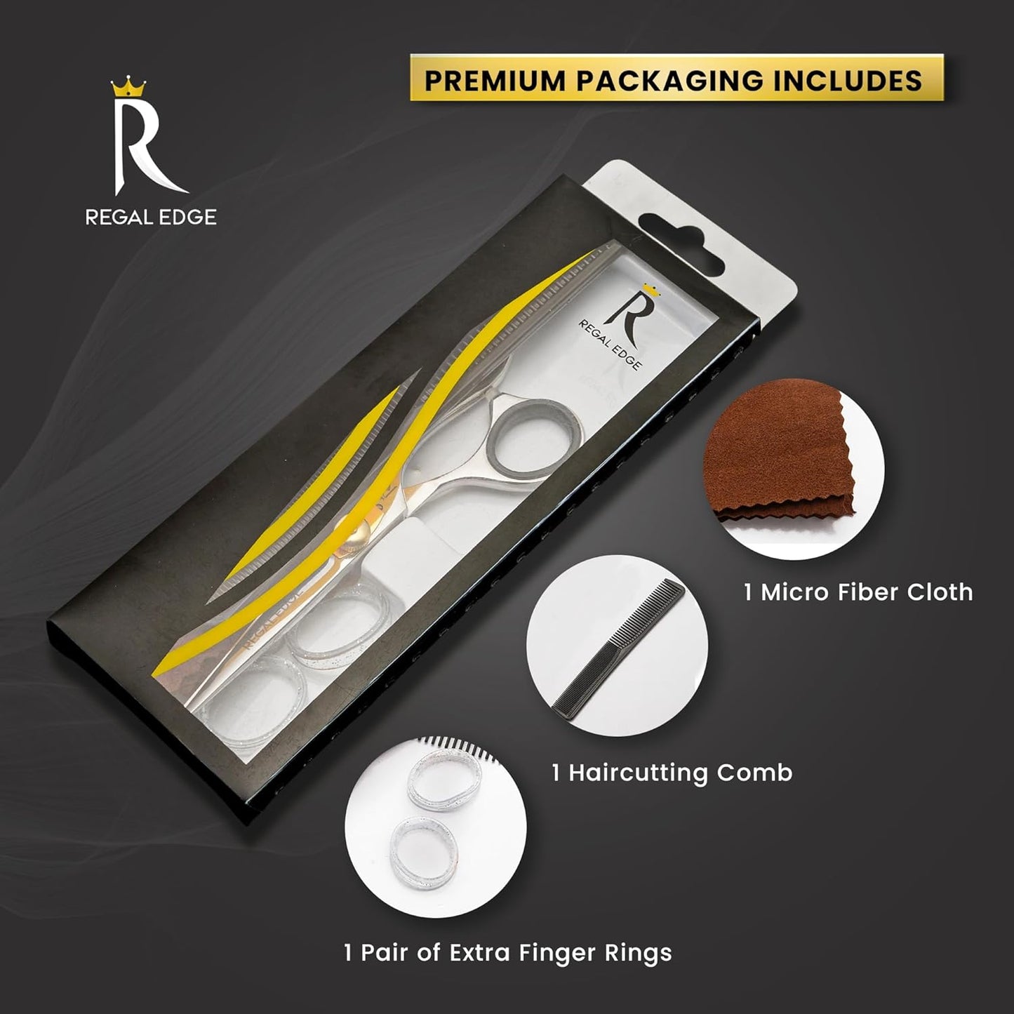 Hair Cutting Scissors - 6.5” Japanese Stainless Steel Professional Hair Scissors - Razor Edge Barber Scissors with Golden Tension Screw, Comb and Cloth - Hair Shears For Man Woman Adults Kids Babies