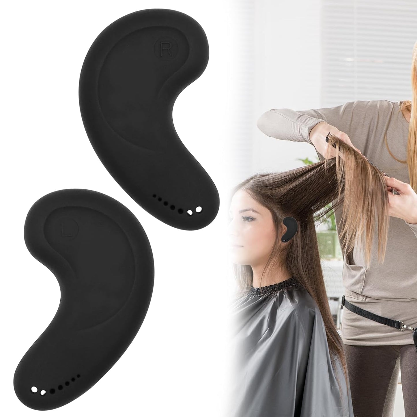 Ear Protectors for Shower, Hair Dye & Hair Dryer - Reusable Silicone Ear Cover with L/R Mark, Protection Hairdressing Protector Caps for Salon Home Use