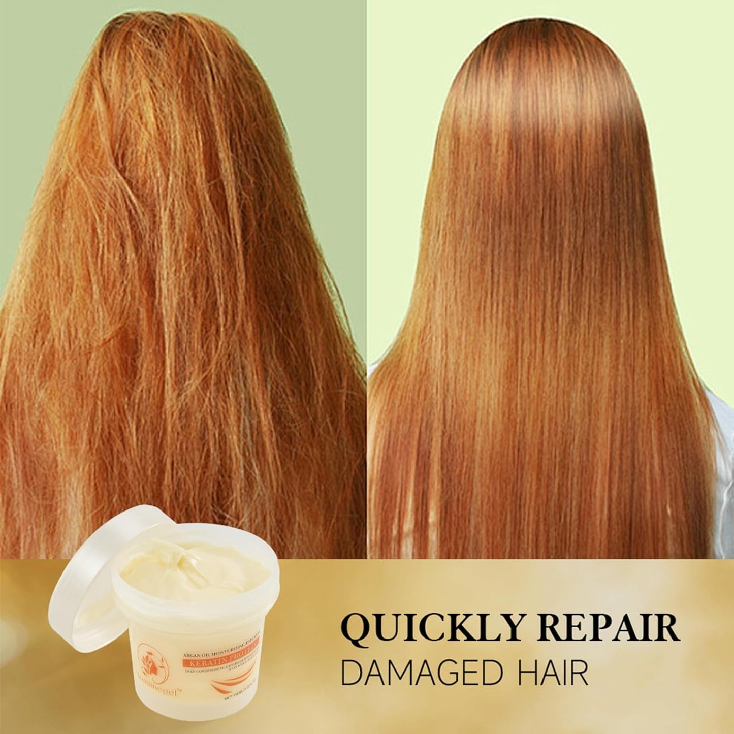 Collagen Hair Mask,Deep Repair Conditioning Argan Oil Hair Mask for Damaged Hair Treatment, Deep Conditioner Hydrating Hair Masque for All Hair Types 3.38oz 100ml