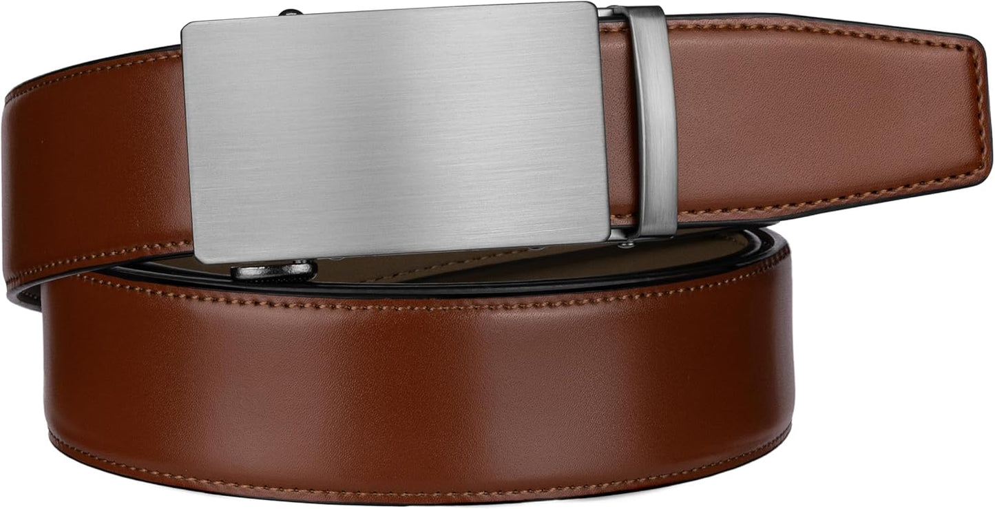 Zitahli Belt Men, Ratchet Belt Dress with 1 3/8" Premium Leather,Slide Belt with Easier Adjustable Automatic Buckle