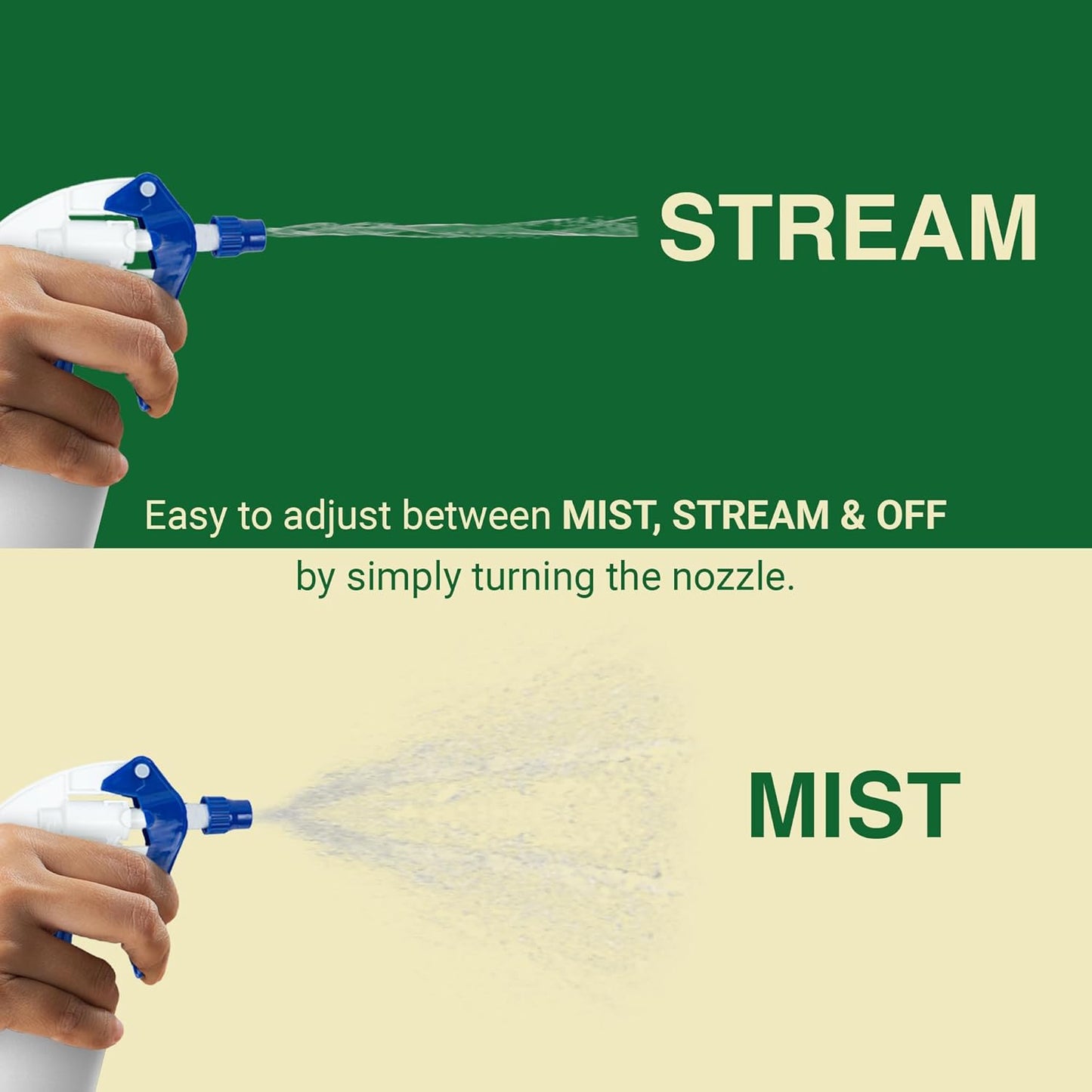 Heluva Green Spray Bottle Nozzle Replacement, Bottle Tops Only - Sprayer Nozzle Triggers for Heavy Duty, Commercial, Home Cleaning Solutions - Fits 8,16,24,32 oz Plastic & Glass Bottles, Blue 3 pack