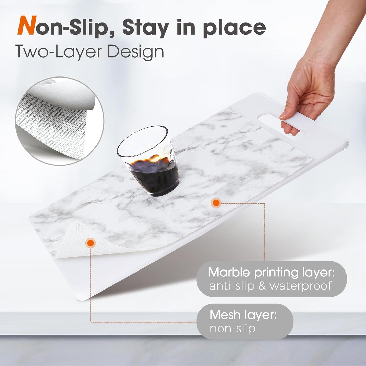 Beautysaid Shelf and Drawer Liner for Kitchen Cabinet, Non Adhesive Non Slip Shelf Paper Waterproof Washable Thickened for Dresser Pantry Shelve Bathroom Protector Liner(Marble,12 in x 30 FT)