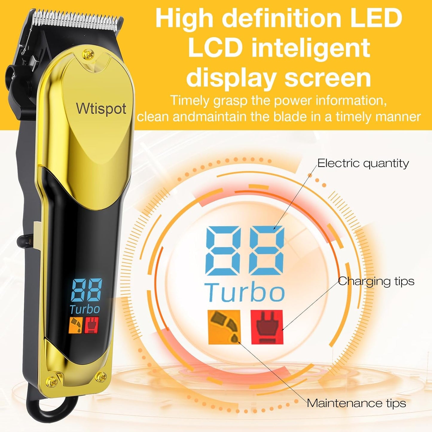 Hair Clippers Set for Men,Hair Clipper Trimmer with LED Display, Professional Cordless Hair Clipper Shaver Beard Trimmer, Hair Cutting Machine for Men, Holiday Gift for Father's Day Gift(with Apron)