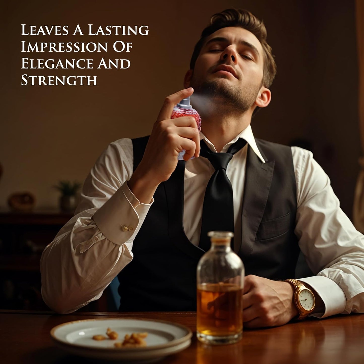 Valencia UOMO Fantasy Men EDP - Spicy & Woody Fragrance - Top Notes of Sweet Red Apple, Cardamom & Calabrian Bergamot - Base Scent of Warm Tobacco Leaf, Patchouli & Vetiver - Elegant 100ml Bottle