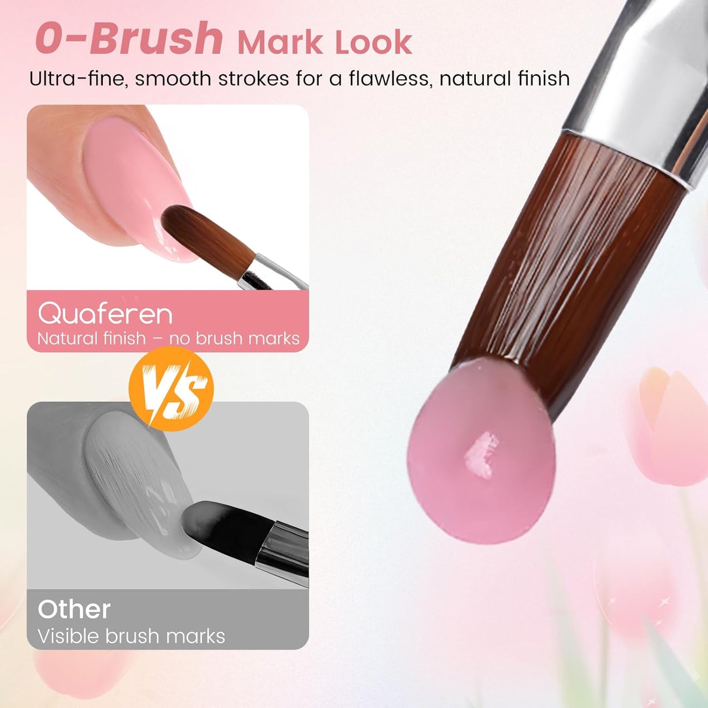 Quaferen 23PCS Acrylic Nail Art Brushes Set Size 6/8/10/12/14/16 Kolinsky Brushes for Acrylic Application Professional for Powder Nail Extension 3D Carving Builder Gel Brush for DIY Salon Home