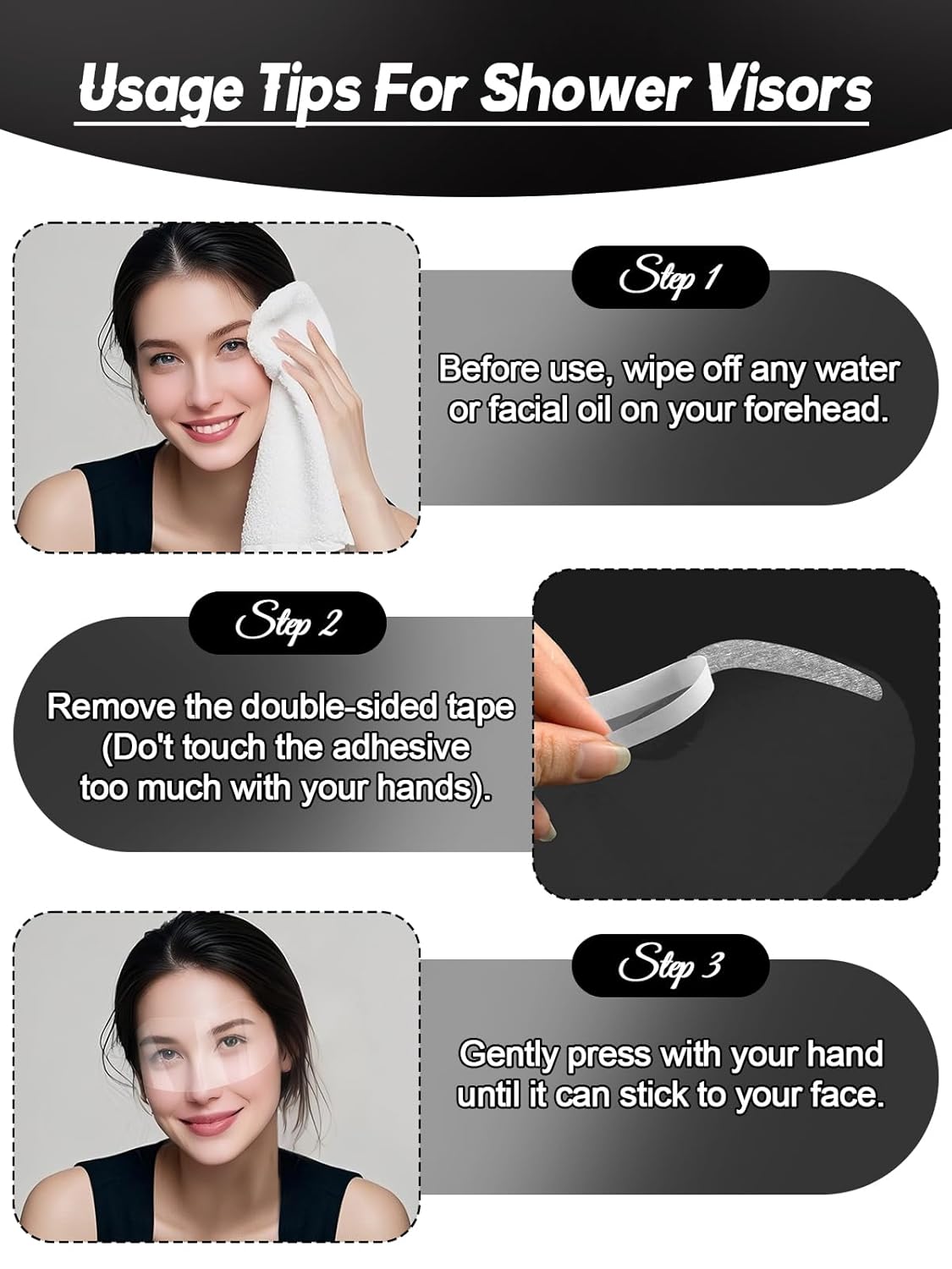 EBANKU 300 Pcs Shower Face Eye Shield Visor, Plastic Shower Shield Visor Eye Protector Makeup Protective Eyebrow Shower Visors for Adults Showering Haircut Hairspray