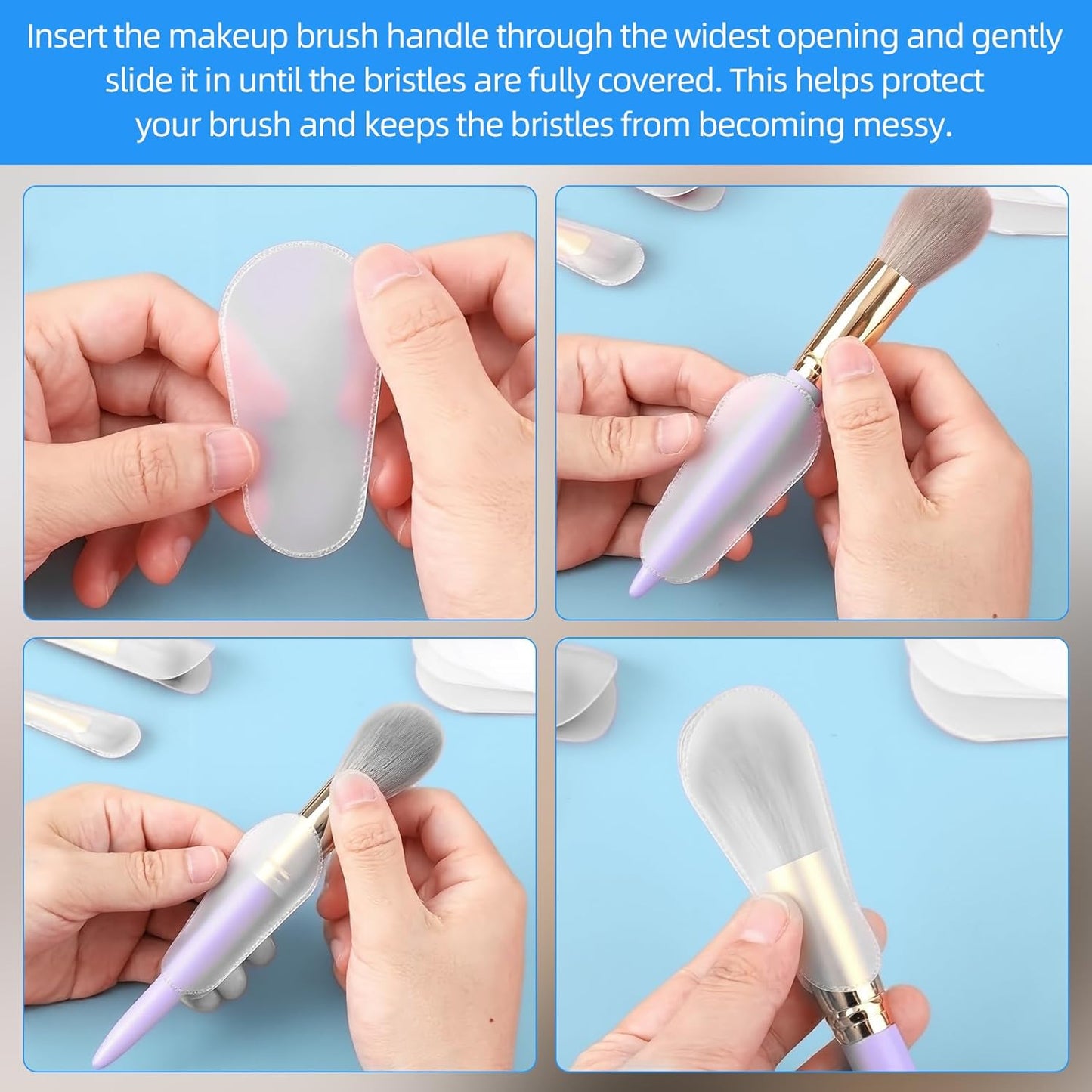 Makeup Brush Covers 30PCS Clear Make up Brush Protective Protector, Waterproof Cosmetic Brushes Guards Caps, Dustproof Cosmetic Brush Protectors for Travel & Daily Storage Organizer (5 Sizes)