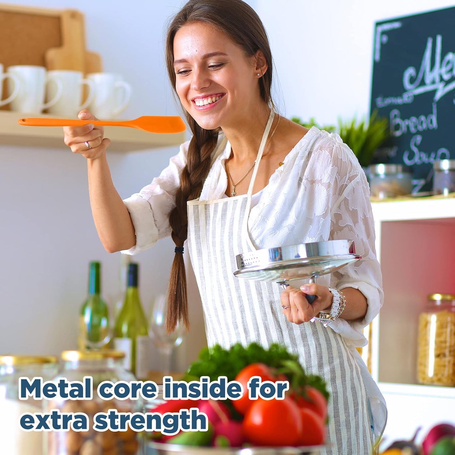 Irenare 24 Pcs Silicone Spatulas 11 Inch Large Rubber Spatulas Heat Resistant Non Stick Flexible Scrapers Baking Mixing Tool Cookware Dishwasher Safe, 6 Colors