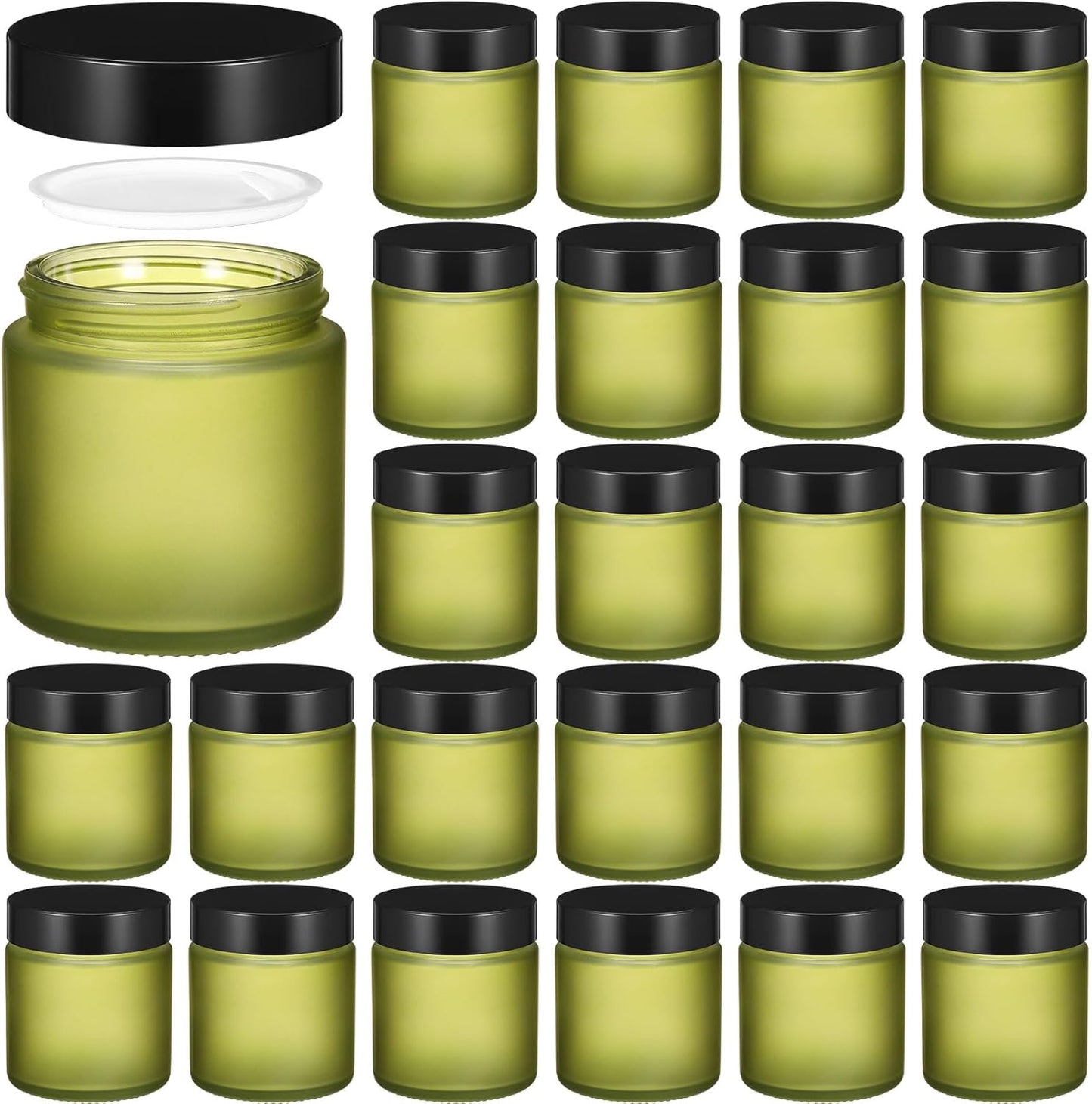 Norme 36 Pcs 4 oz Glass Jars with Lids Leakproof Round Airtight Empty Cosmetic Jars with Inner Liners Lid for Storing Lotions Powder Ointments Candle Making Tins (Pea Green)
