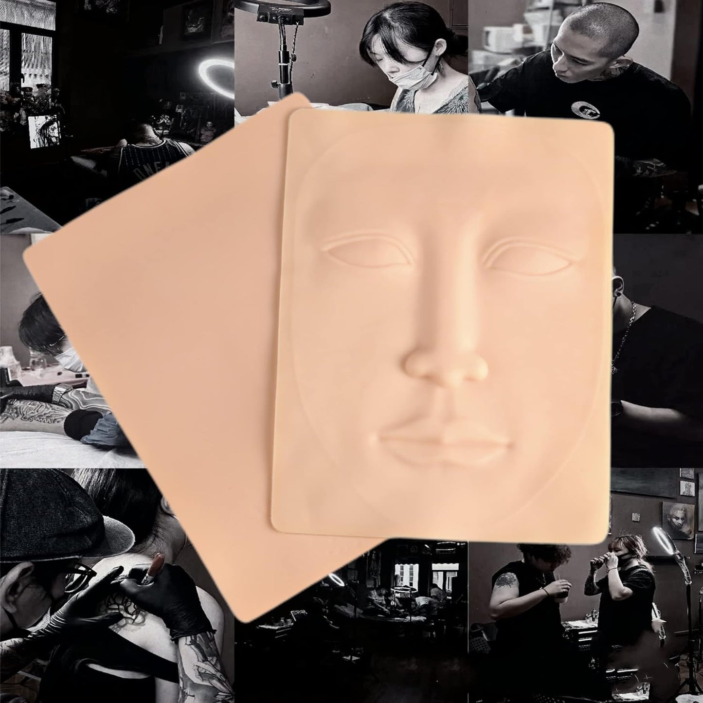 Microblading Practice Skin - 12 Sheets 3D Face Permanent Makeup Tattoo Training for Eyeline, Lip, Eyebrow - Silicone Skin for Face Tattoo Practice