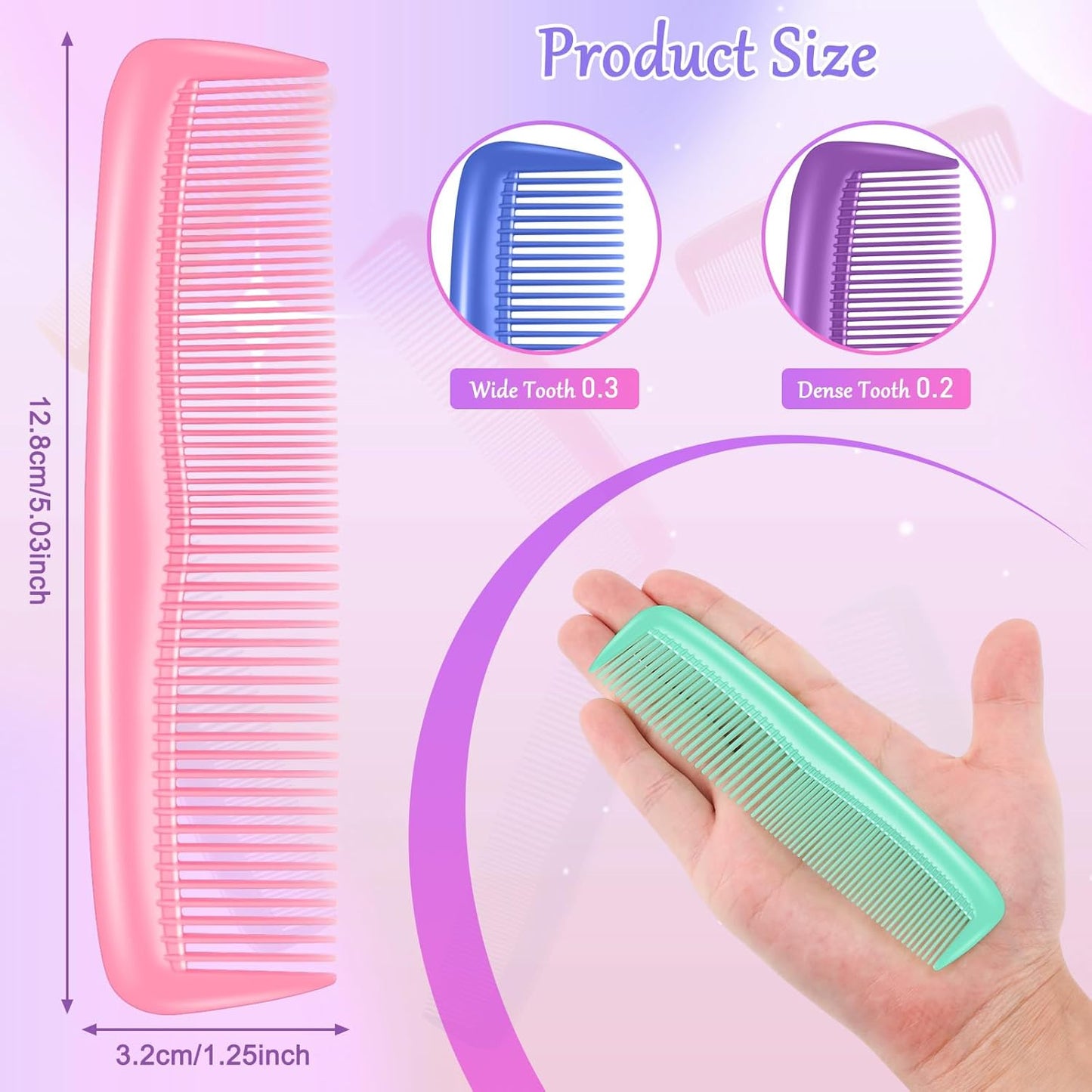 HOFASON 500 Pack Combs Bulk for Women Kids, Individually Wrapped Plastic Pocket Hair Combs Set Small Bulk Travel Combs for Styling, Homeless, Hotel, Shelter, Nursing Home, Charity, 10 Colors